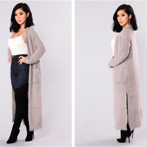 Fashion Nova Grey Fuzzy Cardigan